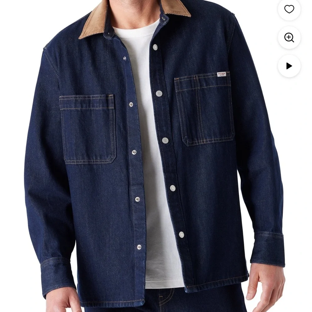 ⚡️LEVI’S Men's Denim Jacket with Tan Collar - Picture 1 of 6